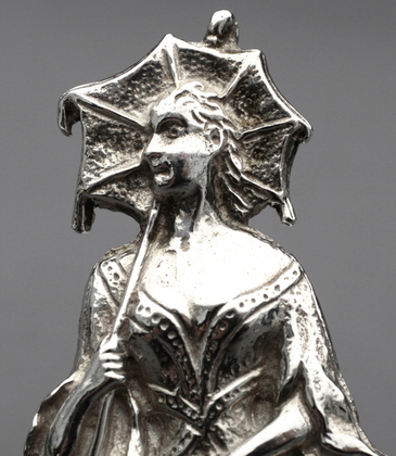 Lady in Crinoline Cast Silver Caddy Spoon
